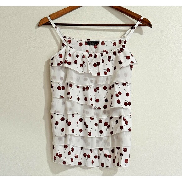 VEEKO Women Top Medium Sleeveless Blouse White Multicolor Grape - Picture 1 of 7
